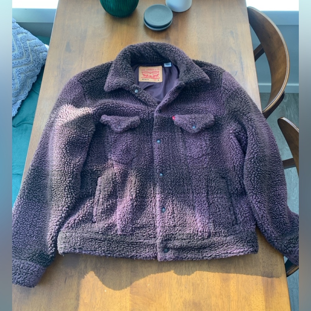 Levi's Purple and Brown plaid Sherpa Jacket - men’s Medium vintage fit